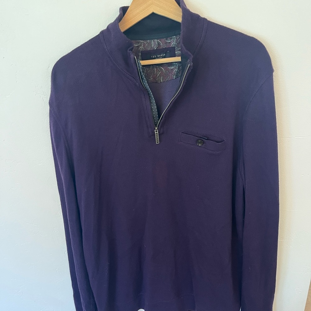 Ted Baker Men's Zip-Up Sweater in Deep Purple